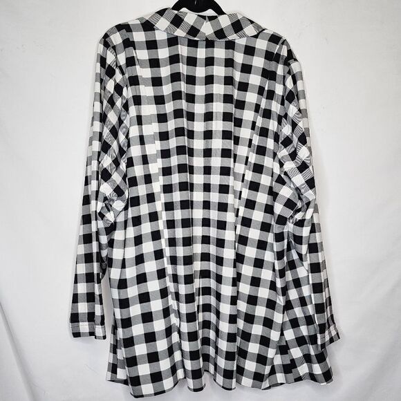 5X 28W Torrid Black White Retro Gingham Plaid Blazer Crepe Open Shawl Collar Plu - Picture 10 of 10
